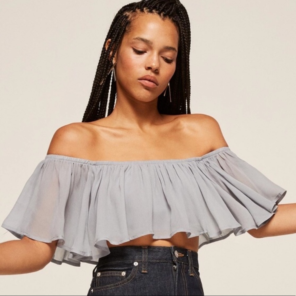 Reformation Durham Crop Top, Sky, M